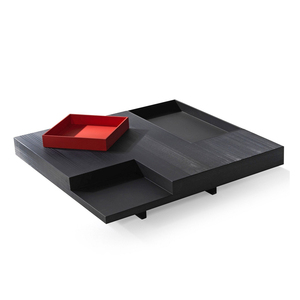 <span class=keywords><strong>Table</strong></span> <span class=keywords><strong>basse</strong></span> artistique haut de gamme avec plateaux amovibles et placage de bois texturé pour salons modernes - Product Image 1