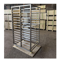 Chariot de rangement mobile professionnel en acier inoxydable 60x40cm avec revêtement poudré, à quatre roues, pour boulangerie et cuisine