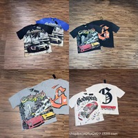 T-shirt décontracté surdimensionné vintage à manches courtes pour couple, imprimé pleine surface avec strass MIXED EMOTION, vente en gros de haute qualité
