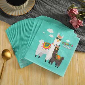 Alpaca Printed Paper Napkins 330mmx2 20 Sheets Per Pack For Themed Party Disposable Serviettes - Product Image 3