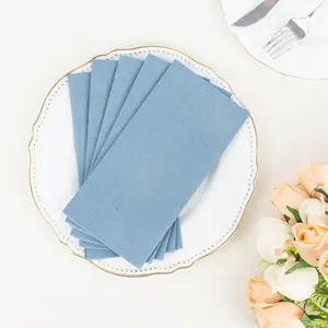 Dusty Blue Linen Feel Airlaid Paper Highly Absorbent Disposable Guest Towels Custom colored napkin