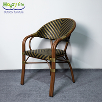 Chaise de bistrot en aluminium doré empilée française moderne de Happy Life Furniture nouveauté chaise de jardin en rotin de patio pour parc scolaire