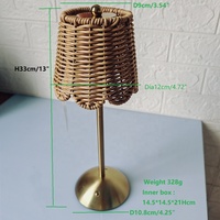Lampe de table d'hôtel en rotin synthétique, rechargeable, à intensité variable, avec commande tactile LED, abat-jour en rotin, alimentée par batterie pour la maison