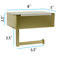 Day Moon Designs Porte-rouleau de papier hygiénique en acier inoxydable doré avec étagère pour salle de bain