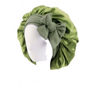 Grand bonnet en satin avec nœud, protection capillaire, bonnet de nuit réglable avec longues sangles, logo personnalisé, idéal pour les voyages, pour femmes adultes, cadeaux promotionnels - Product Image 1