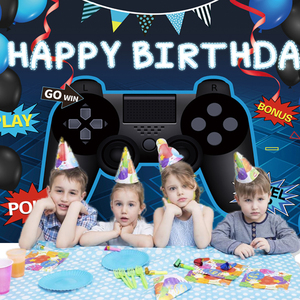 Videojuego <span class=keywords><strong>Feliz</strong></span> <span class=keywords><strong>cumpleaños</strong></span> telón <span class=keywords><strong>de</strong></span> fondo juego en fiesta <span class=keywords><strong>de</strong></span> <span class=keywords><strong>cumpleaños</strong></span> telón <span class=keywords><strong>de</strong></span> fondo Banner fiesta juego fiesta pared decoraciones suministros - Product Image 6
