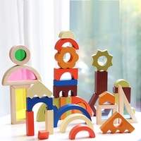Bloques de Construcción Creativos Montessori para Bebés, Juguetes Educativos de Apilamiento y Equilibrio para Niños, Bloques de Madera de Arcoíris