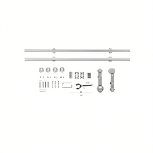 Kit de quincaillerie pour porte coulissante en acier inoxydable, 72 pouces, couleur argent, porte intérieure en verre, design minimaliste - Product Image 1