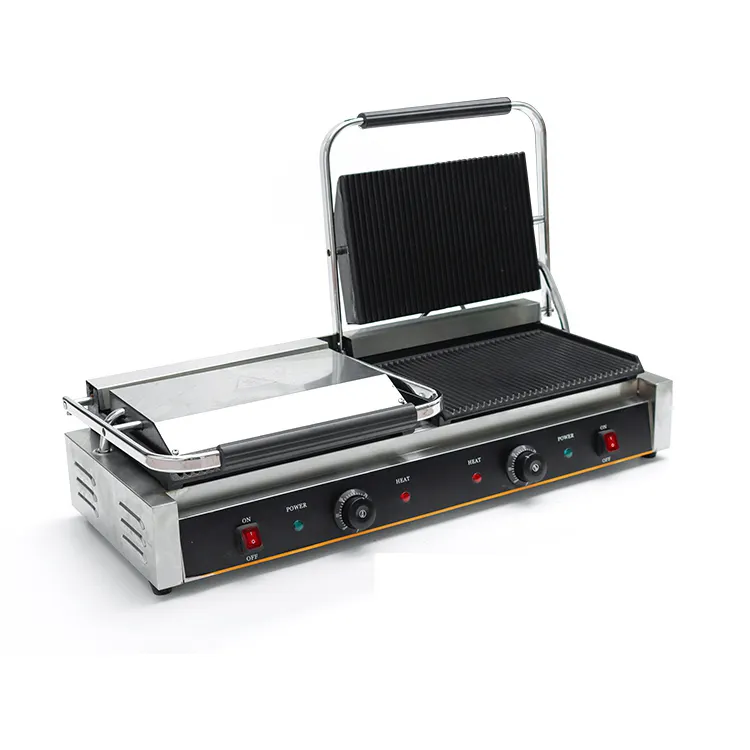 Sandwich Press Snack Food Industrial Double Heads Electric Griddle Panini Contact pressure fryer chicken BBQ Grills
