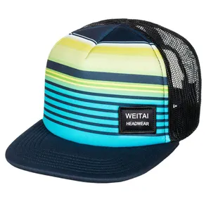 China Factory Snapback Custom Print Logo Promotion Sky Blue Trucker Cap