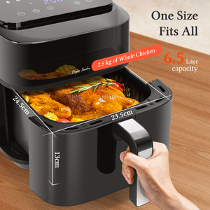 6.5L เทย์เลอร์ swoden 1800W ความร้อนคู่, 8โปรแกรมแผงสัมผัสโลหะตกแต่งภายในรวมถึงหนังสือสูตรทางกายภาพเครื่องทอดอากาศ - Product Image 5