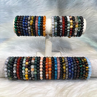 Cristal de Guérison Spirituelle Yooperlite Lapis Lazuli Quartz Obsidienne Quartz Tourmaline 8MM Bracelet Pour Cadeau