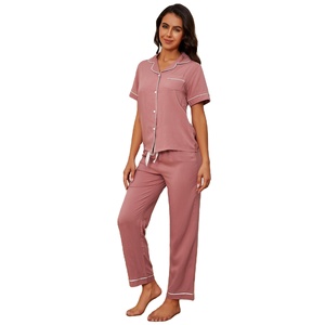 Hongbo camicia <span class=keywords><strong>da</strong></span> <span class=keywords><strong>notte</strong></span> 2025 estate elegante pigiama <span class=keywords><strong>da</strong></span> donna in <span class=keywords><strong>cotone</strong></span> Set Plus Full Size Homewear Design personalizzato carino sostenibile - Product Image 4