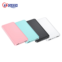 Logo personnalisé Chargeur portable double port 5V 2A Powerbank OEM mince Batterie 10000 Mah à charge rapide 10000 mah Mini USB double USB