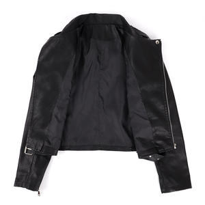 Giacche da donna alla moda stile Slim Streetwear Casual in tinta unita cappotto da donna <span class=keywords><strong>giacca</strong></span> nera in pelle da <span class=keywords><strong>moto</strong></span> - Product Image 3