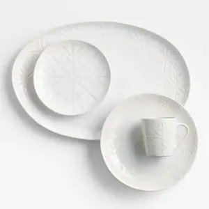 Restaurant tableware snowflake embossed stoneware ceramic serving dinner plates sets dinnerware set
