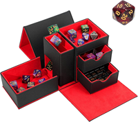 MIO PU Flanell 3-in-1 Würfel ablage Turm Aufbewahrung sbox mit Ständer & Knopf verschluss für DND/RPG Sammelkarten & Spielkarten Geschenk