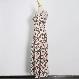 Gaun panjang wanita mode baru Atasan + rok kaki lebar Maxi pinggang tinggi dengan kemeja Floral besar penjualan laris musim panas - Product Image 6