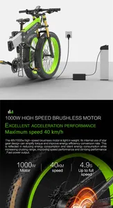 EU USA 1000W電動自転車48V14.5ahリチウム電池Ebik26インチファットタイヤ電動マウンテンバイク折りたたみ式電動自転車