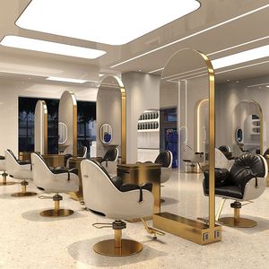 Espejo LED de Cuero para Salón de Belleza, Barbería, Estilo Moderno y Sencillo, Pantalla Táctil, Iluminación Elegante, Comercial - Product Image 1