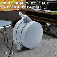 Roulettes contemporaines en caoutchouc noir TPR et nylon à double roue de 1,5, 2,0, 2,5, 3, 4, 5 pouces pour chaise de bureau, meubles, roulettes de tige