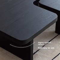 Table basse en bois massif Durable noire Design en frêne Table d'appoint basse créative irrégulière Table à thé de salon de Style Wabi-Sabi