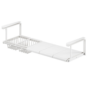 Hanging Wardrobe Organizer Telescopic <b>Shelf</b> With Basket For Clothing Storage Bedroom Closet Multi Compartment Rack - Product Image 1