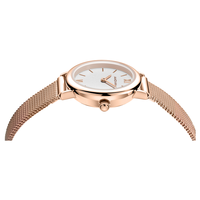 AMOVAN Jam Tangan Wanita Mini Rose Gold Dial Putih Gerakan Kuarsa Jepang 30M Jam Tangan Wanita Tali Jaring Baja Tahan Karat Tahan Air