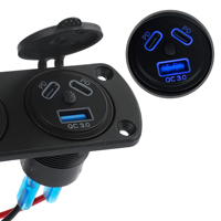 Denizcilik 12V 3A QC3.0 Araç Şarj Soketi Su Geçirmez Soket Paneli Pd3.0 Tip c Usb Soket Çift PD ABS Tekne İçin