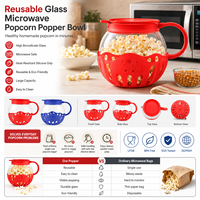 Bol à popcorn réutilisable en verre pour micro-ondes, pour faire du popcorn maison
