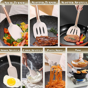 Ensemble d'ustensiles de cuisine en silicone 43 pièces, résistant à la chaleur, antiadhésif, kit d'outils de cuisson, manche en acier inoxydable, ustensiles de cuisine - Product Image 4