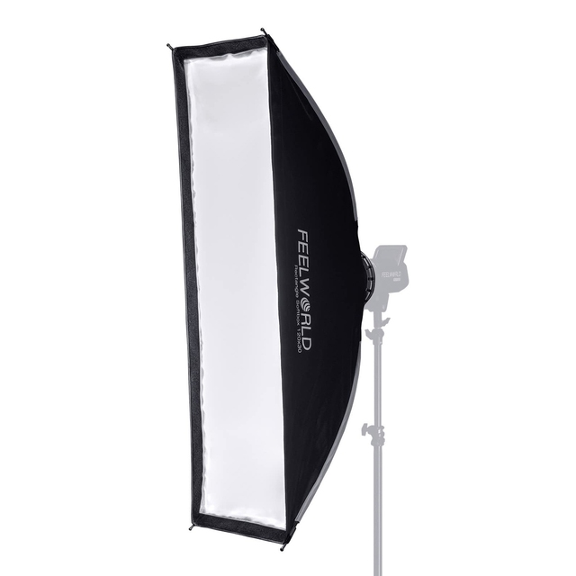 30x120cm Rectangular Softbox by FEELWORLD FSR120 Bowens Mount with Grid & 2 Diffusers Quick Setup Foldable Professional Lighting