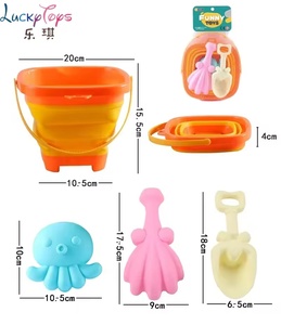 Juguetes de Playa Baratos para el Verano, Juguetes de Arena para la Playa, 4 Piezas, Cubo Plegable de Plástico y Goma Suave para Jugar con Agua, Juguetes de Baño para Niños - Product Image 4