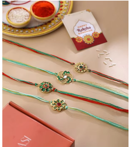 กำไลข้อมือดีไซน์เนอร์ Rakhi สำหรับพี่ชาย งานทำมือด้วยด้ายเคลือบเมนาคารี ของขวัญแบบดั้งเดิมสำหรับเทศกาล Raksha Bandhan - Product Image 5