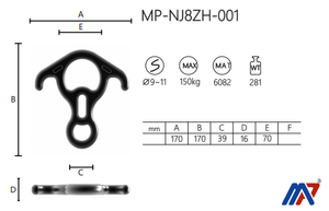 MingPin Descender en forme de 8 en aluminium 6082, capacité de charge 150 kg, avec <span class=keywords><strong>2</strong></span> anneaux en D et ajustement coulissant pour la protection en travaux en hauteur - Product Image 4