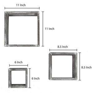 <span class=keywords><strong>Barnwood</strong></span> Màu Xám Treo Tường Gỗ Bóng Hộp, Quảng Trường Nổi Hiển Thị Kệ, Thiết Lập của 3 - Product Image 4