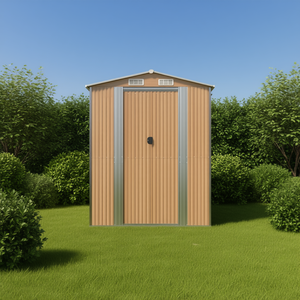 Casetta da giardino in acciaio zincato 75.6x205.9x87.8 pollici marrone chiaro per deposito attrezzi - Product Image 2