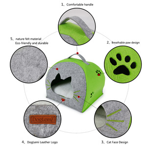 Fabricant En Gros Nature Feutre <span class=keywords><strong>Chat</strong></span> <span class=keywords><strong>Igloo</strong></span> Maison Hiver Caverne Pour Animaux De Compagnie avec Coussin Amovible - Product Image 4