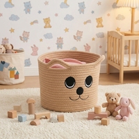 Poignée de panier de rangement en fil de coton mignon pour jouets pour enfants Articles divers Vêtements sales-Organisateur de broderie durable et écologique