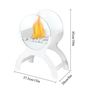 가정 장식을위한 새로운 독특한 디자인 흰색 금속 테이블 벽난로 휴대용 바이오 에탄올 실내 화재 구덩이