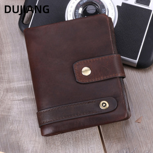 Cartera de Cuero Genuino Dujiang con Múltiples Ranuras para Tarjetas, Protección RFID, Monedero Retro de Piel de Vaca, Unisex, para Uso Diario - Product Image 1