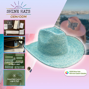 Sombrero de Paja Estilo Vaquero para Mujer, Color Rosa, Personalizado, Lindo, de Rafia, para Pesca, <span class=keywords><strong>Playa</strong></span>, Surf y Actividades al Aire Libre, Verano 2026, OEM Shinehats, Venta al Por Mayor - Product Image 6