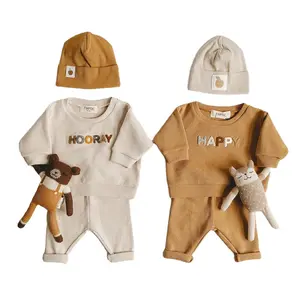 Children's Clothing Boys Sweater Suit Waffle Baby Baby Clothes Twinset Outfit Baby Boy Clothes 0-3 Months