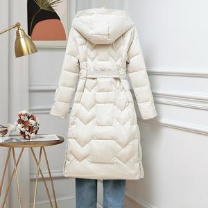 Chaqueta <span class=keywords><strong>de</strong></span> plumas delgadas para mujer, abrigo <span class=keywords><strong>de</strong></span> media longitud para otoño e invierno, ajustado, con capucha, a la moda, por encima <span class=keywords><strong>de</strong></span> la rodilla, 2022 - Product Image 2