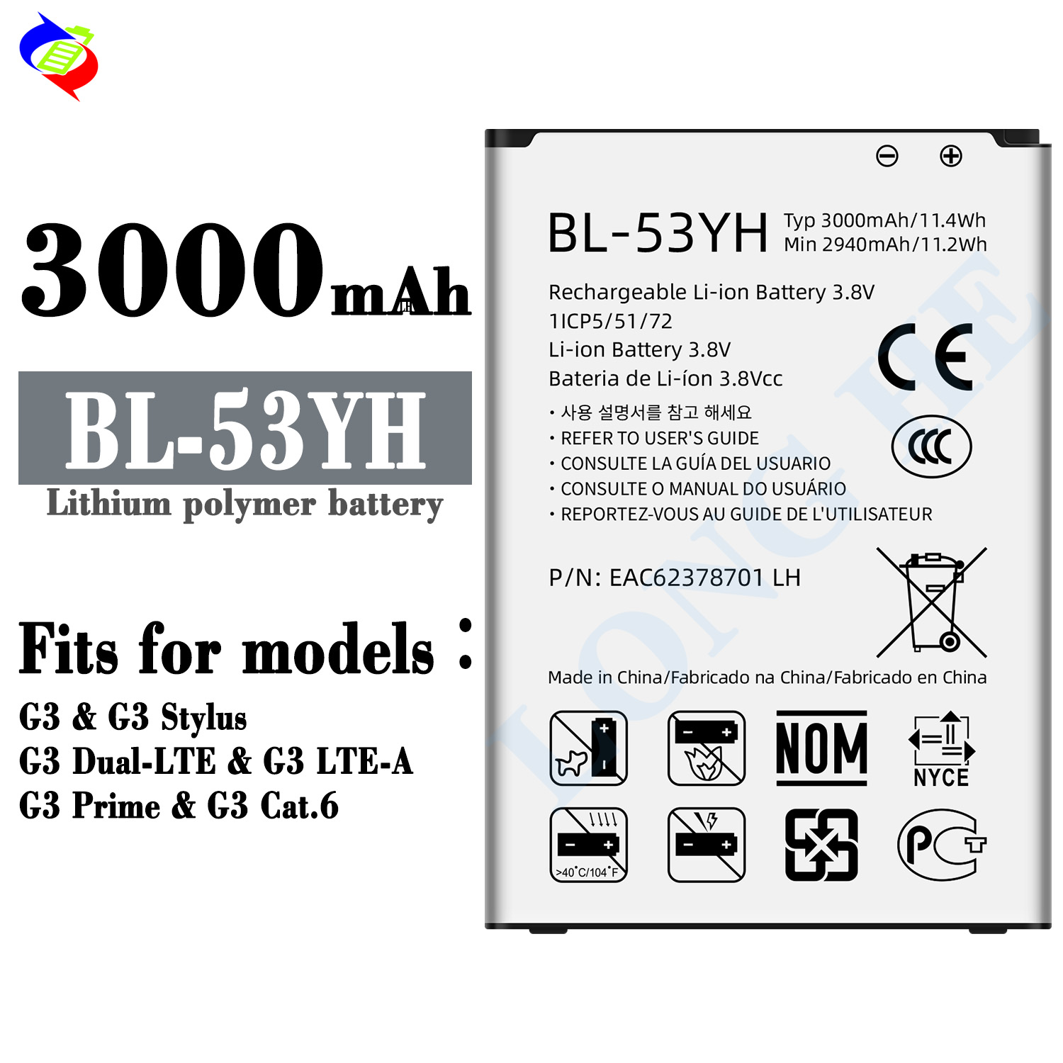 per LG G3/G3 Stylus/G3 Dual-LTE/G3 LTE-A/G3 Prime/G3 Cat.6