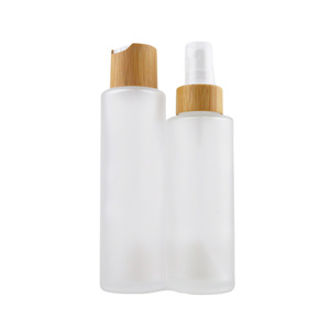 Flacon de luxe haut de gamme en verre pour soins de la peau 150 ml, forme épaule plate, pour lotion, démaquillant, huile, avec pompe à lotion - Product Image 5