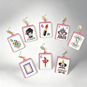 Divertidos Pendientes Cuadrados de Acrílico para Mujer, con Diseño de Joker y Mahjong, Pendientes Colgantes con Patrón de Cartas de Juego, Joyería Novedosa, Regalo para Fiestas - Product Image 1