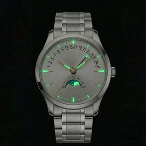 นาฬิกาข้อมือ OEM ระบบจักรกลอัตโนมัติ สแตนเลสสตีล ดีไซน์หรูหรา แสดงข้างขึ้นข้างแรม พร้อมฟังก์ชั่นวันที่ย้อนกลับ  รับผลิตตามแบบ พร้อมสลักโลโก้ - Product Image 2