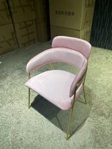 Café Meubels Groen Fluwelen Stof Nagel Salon Stoel Fauteuil Goud Been Roestvrij Staal Fast Food Eetkamerstoelen Voor Restaurant - Product Image 2