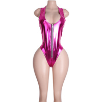 String sans manches à fermeture éclair Body une pièce vêtements de danse exotique et tenues de strip-teaseuse pour les festivals de performance strass Clubwear
